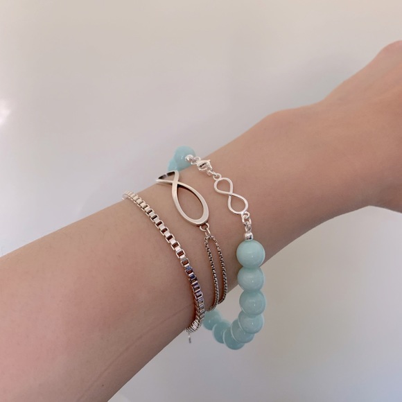 Tiffany Blue, Sky Quartz Sterling Silver Infinity Bracelet - Picture 5 of 5